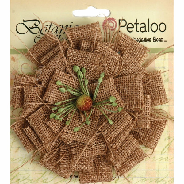 Petaloo 4-Inch Textured Elements Burlap Blossom, Large, Natural