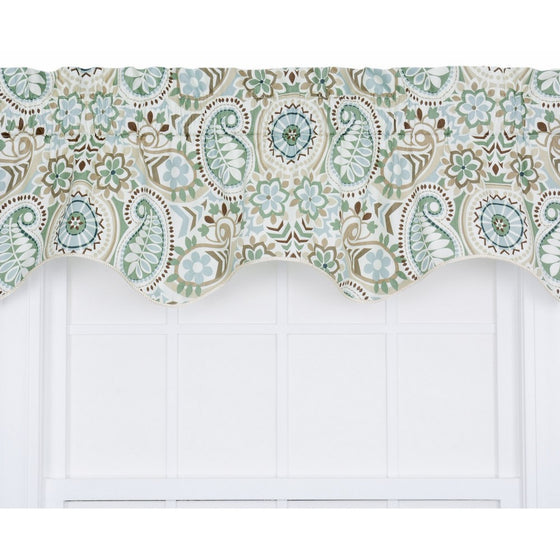 Ellis Curtain Paisley Prism Jacobean Floral Print Lined Duchess Filler Valance, 50 by 15-Inch, Latte