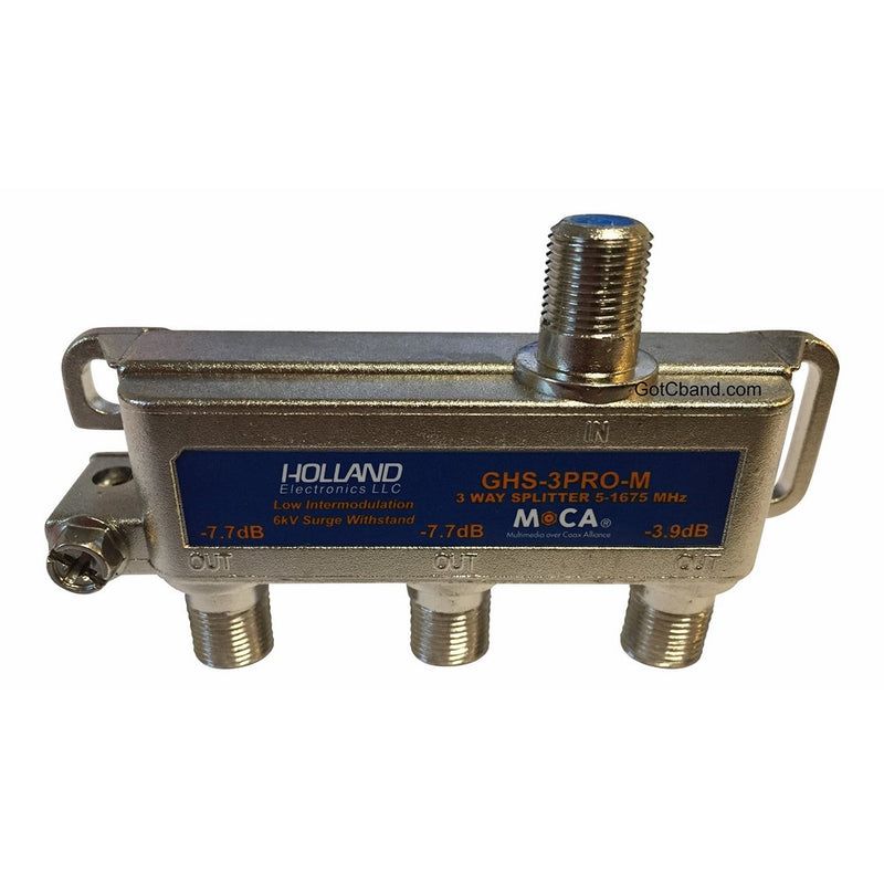 Holland Electronics 3-Way Splitter MOCA Compliant 5-1675Mhz