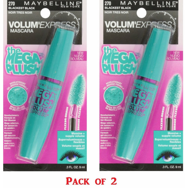 Myb Plush Blkst Blck Masc Size .30 F Maybelline Volum'Express Mega Plush Mascara Blackest Black