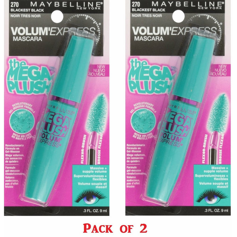 Myb Plush Blkst Blck Masc Size .30 F Maybelline Volum'Express Mega Plush Mascara Blackest Black