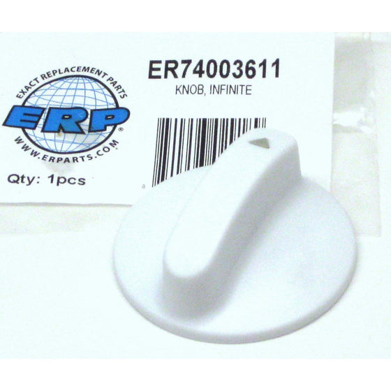 Knob, Burner Control White, for Whirlpool Maytag Range part numbers 74003611 AP4093777 PS2081670