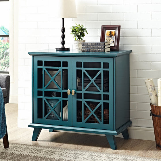 WE Furniture 32" Fretwork Accent Console - Blue