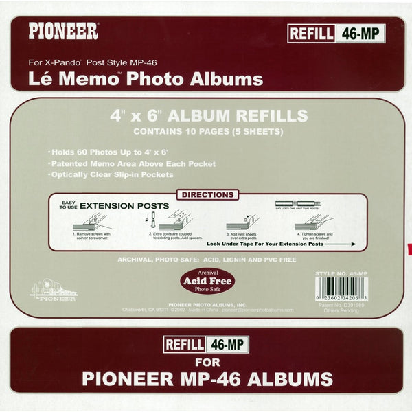 Pioneer Memo Pocket Album Refill 4-Inch by 6-Inch for mp-46 albums