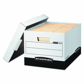 Bankers Box 00724 R-KIVE Max Storage Box, Legal/Letter, Locking Lid, White/Black (Case of 12)
