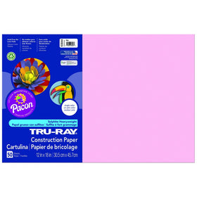 Pacon Tru-Ray Construction Paper, 12-Inches by 18-Inches, 50-Count, Pink (103044)