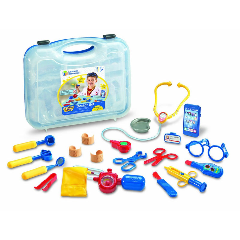 Learning Resources Pretend & Play Doctor Kit for Kids, 19 Piece set, Blue