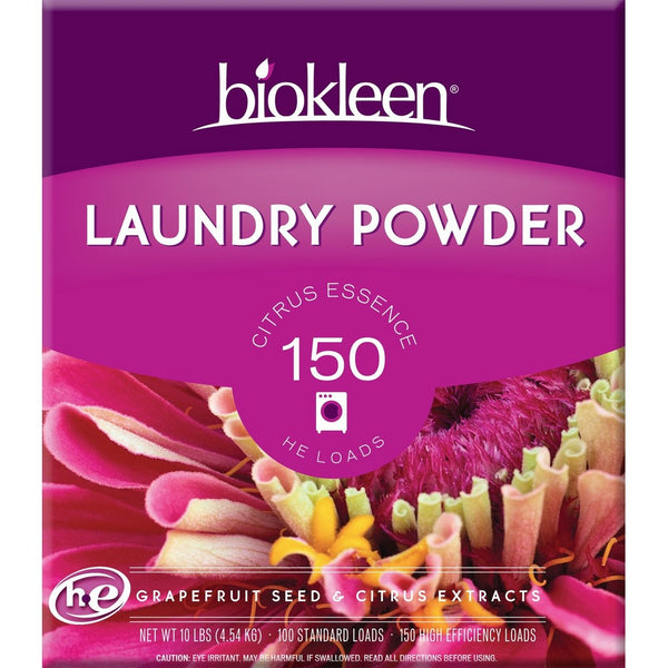 Biokleen Laundry Powder, Citrus Essence, 10 lbs - 150 HE Loads/100 Standard Loads