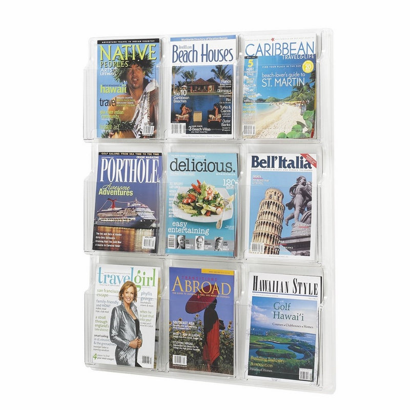 Safco Products 5603CL Reveal Literature Display, 9 Magazine, Clear