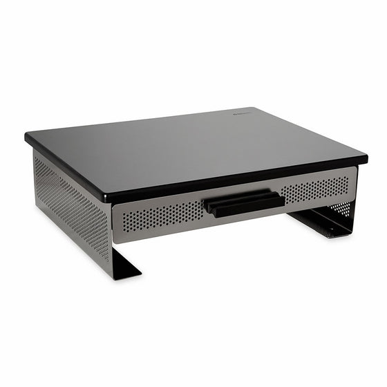 Rolodex Punched Metal and Wood Monitor Desk Stand, Black and Gunmetal (82447)