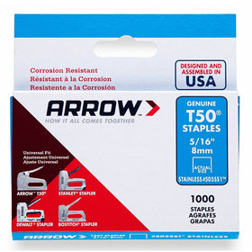 Arrow Fastener 505SS1 Genuine T50 5/16-Inch Stainless Staples, 1,000-Pack