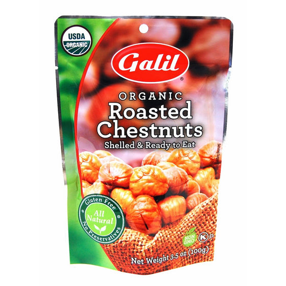 Galil 100% Organic Whole Roasted Chestnuts, 3.5-Ounce Bags (Pack of 24)