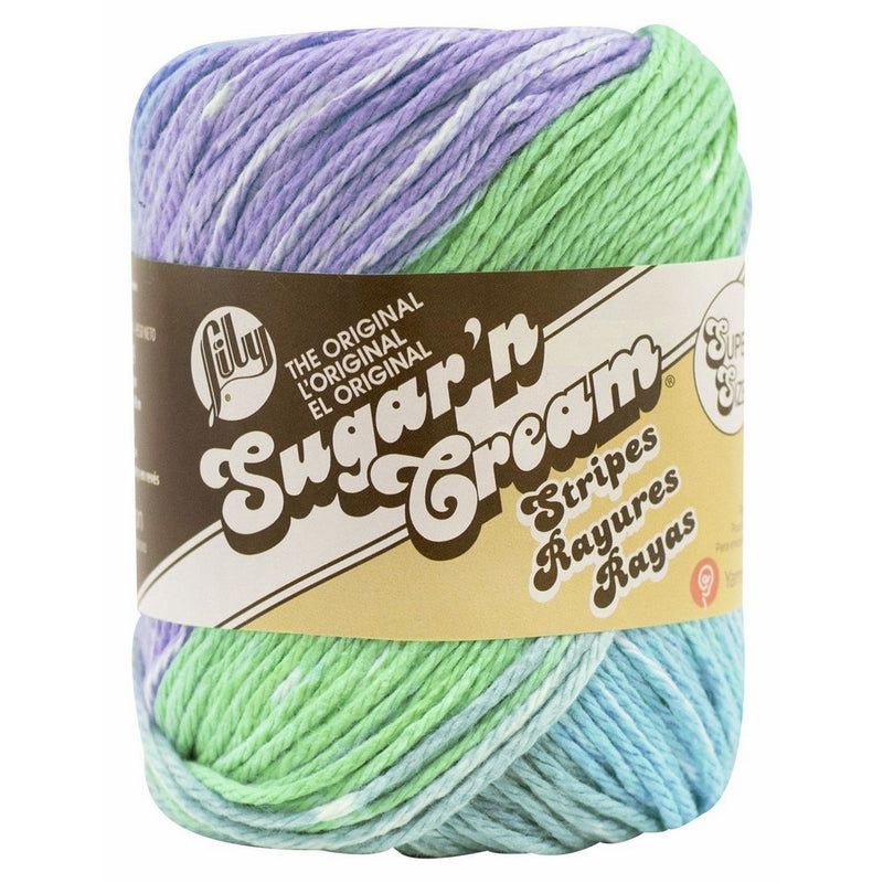 Lily Sugar 'N Cream Cotton Stripes Yarn, 2 Ounce, Violet (10202121317)