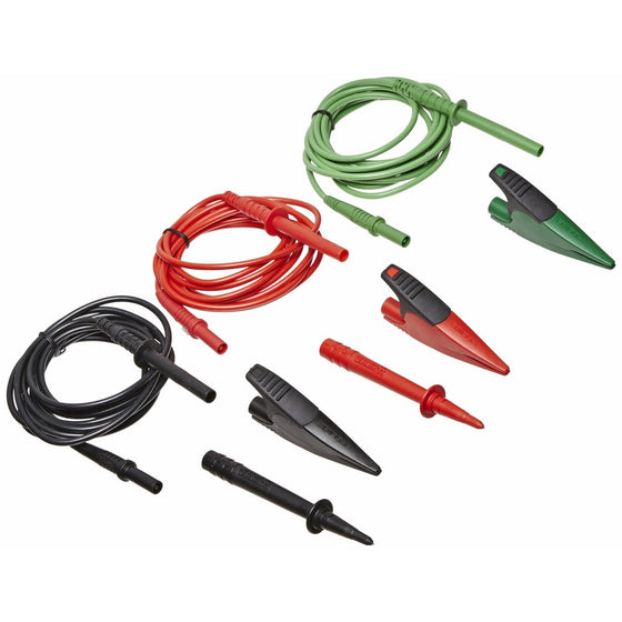 Fluke TL1550B 3 Piece Test Lead Set with Alligator Clips, 5000V DC Voltage, 20A Current, 103-25/128" Cable Length