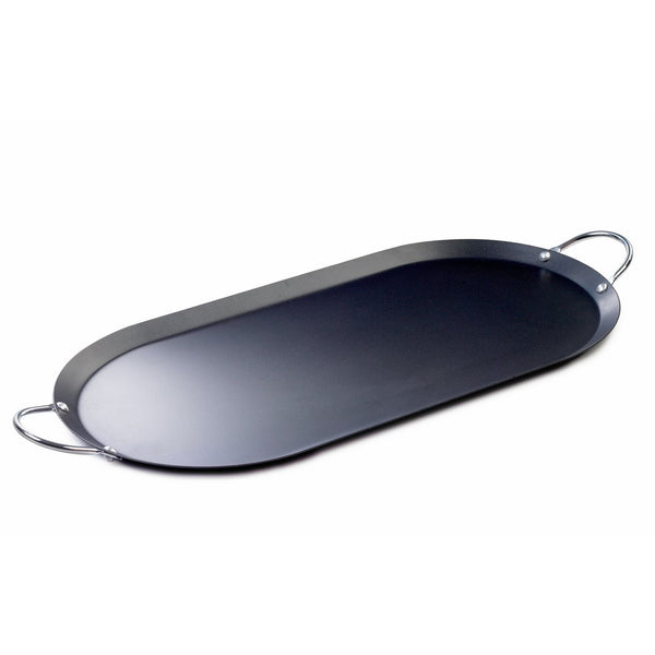 IMUSA USA IMU-52015 Carbon Steel Oval Shaped Comal/Griddle 17-Inch, Black