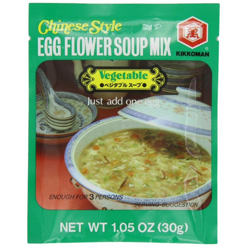 Kikomn Egg Flower Soup Mix, Vegetable, 1.05-Oz Pouches (Pack of 24)