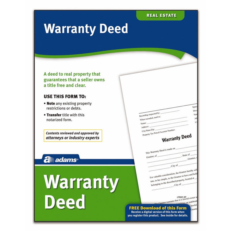 Adams Warranty Deed, Forms and Instructions (LF602)