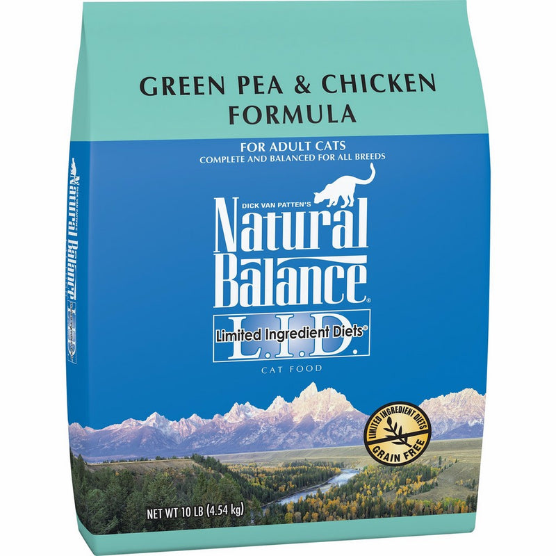 Natural Balance L.I.D. Limited Ingredient Diets Dry Cat Food, Grain Free, Green Pea & Chicken Formula, 10-Pound