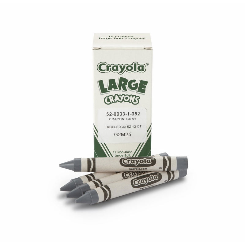 Crayola; Large Crayons, Gray; Art Tools; 12 ct. Bulk Crayons; Bright, Bold Color