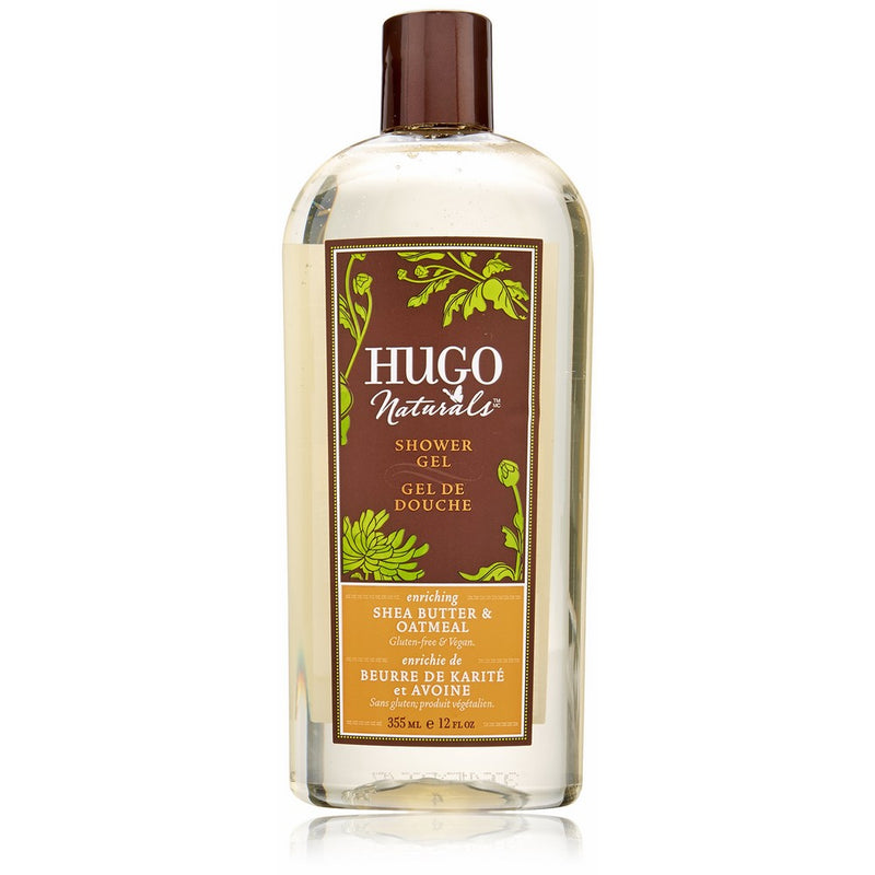 Hugo Naturals Shower Gel, Shea Butter and Oatmeal, 12 Ounce Bottle