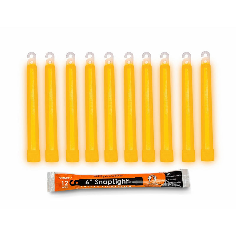 Cyalume SnapLight Orange Glow Sticks – 6 Inch Industrial Grade, Ultra Bright Light Sticks with 12 Hour Duration (Pack of 10)