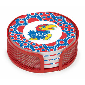 Thirstystone VUKS2-HA24 Stoneware Drink Coaster Set with Holder, University of Kansas Circles