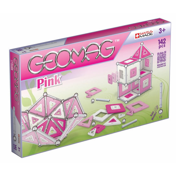 Geomag 142-Piece Construction Set with Assorted Pink Panels – Mentally Stimulating for Children and Adults – Safe and Construction – For Ages 3 and Up