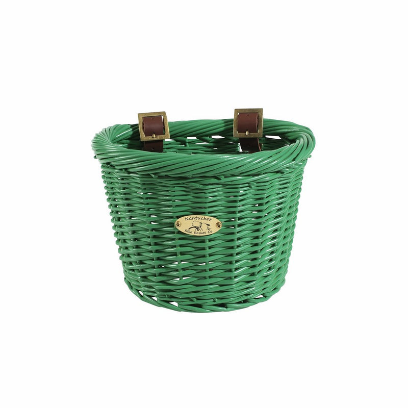 Nantucket Bicycle Basket Co. Buoy & Gull Collection Children's D-Shape Basket, Green
