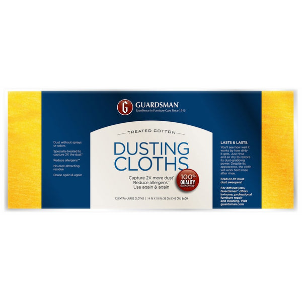 Guardsman Wood Furniture Dusting Cloths - 12 Pre-Treated Cloths - Captures 2x The Dust of a Regular Cloth, Specially Treated, No Sprays or Odors - 462500