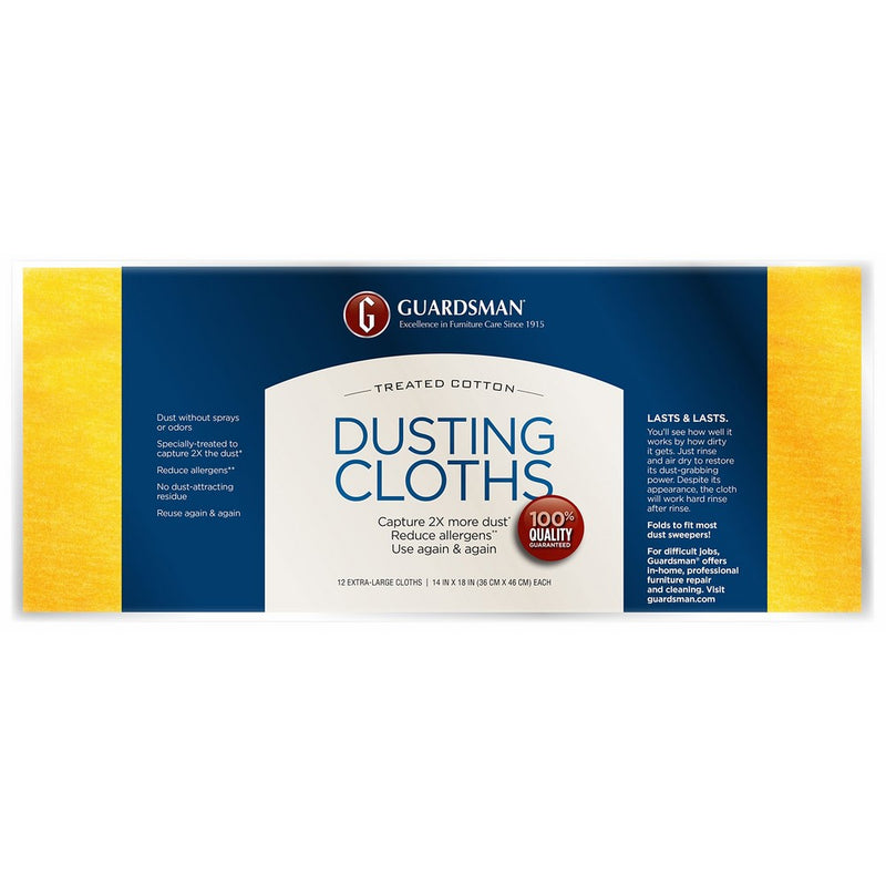 Guardsman Wood Furniture Dusting Cloths - 12 Pre-Treated Cloths - Captures 2x The Dust of a Regular Cloth, Specially Treated, No Sprays or Odors - 462500