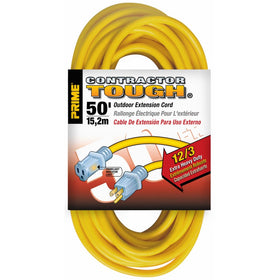 Prime Wire & Cable EC511830 50-Foot 12/3 SJTW Jobsite Outdoor Extension Cord with Prime light Indicator Light, Yellow