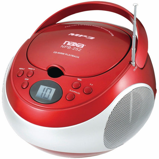 NAXA Electronics Portable MP3/CD Player with AM/FM Stereo Radio (Red)