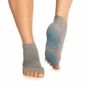 Gaiam Grippy Toeless Yoga Socks, Small/Medium, Heather Grey