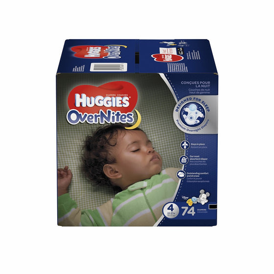 HUGGIES OverNites Diapers, Size 4, 74 ct, GIGA JR PACKOvernight Diapers (Packaging May Vary)