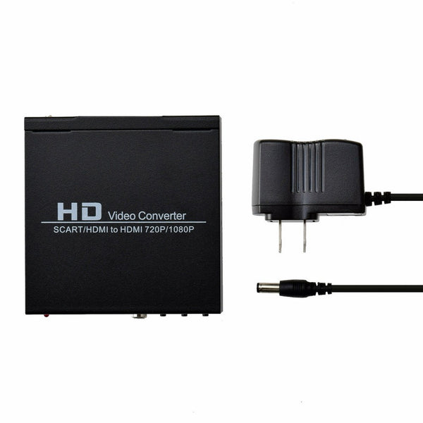 Scart Hdmi to Hdmi Video Converter Box 1080p Scaler 3.5mm Coaxial Audio Out