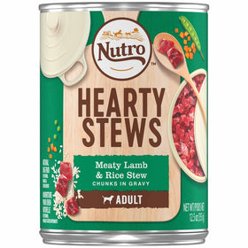 NUTRO Hearty Stews Adult Wet Dog Food, Meaty Lamb and Rice Stew Chunks in Gravy Canned Dog Food 12.5 Ounce Cans (Pack of 12); Rich in Nutrients and Full of Flavor; Supports Healthy Joints & Healthy Skin and Coat
