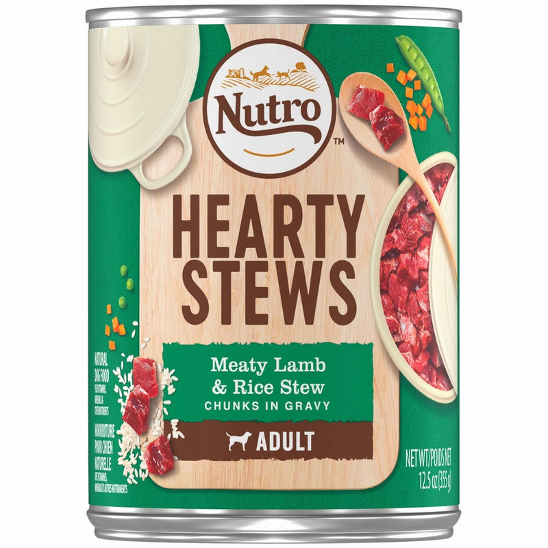 NUTRO Hearty Stews Adult Wet Dog Food, Meaty Lamb and Rice Stew Chunks in Gravy Canned Dog Food 12.5 Ounce Cans (Pack of 12); Rich in Nutrients and Full of Flavor; Supports Healthy Joints & Healthy Skin and Coat