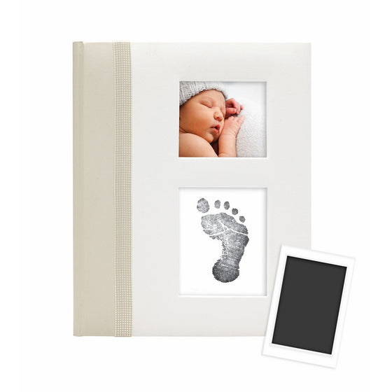 Pearhead First 5 Years Baby Memory Book with Clean-Touch Baby Safe Ink Pad to Make Baby's Hand or Footprint Included, Ivory Classic