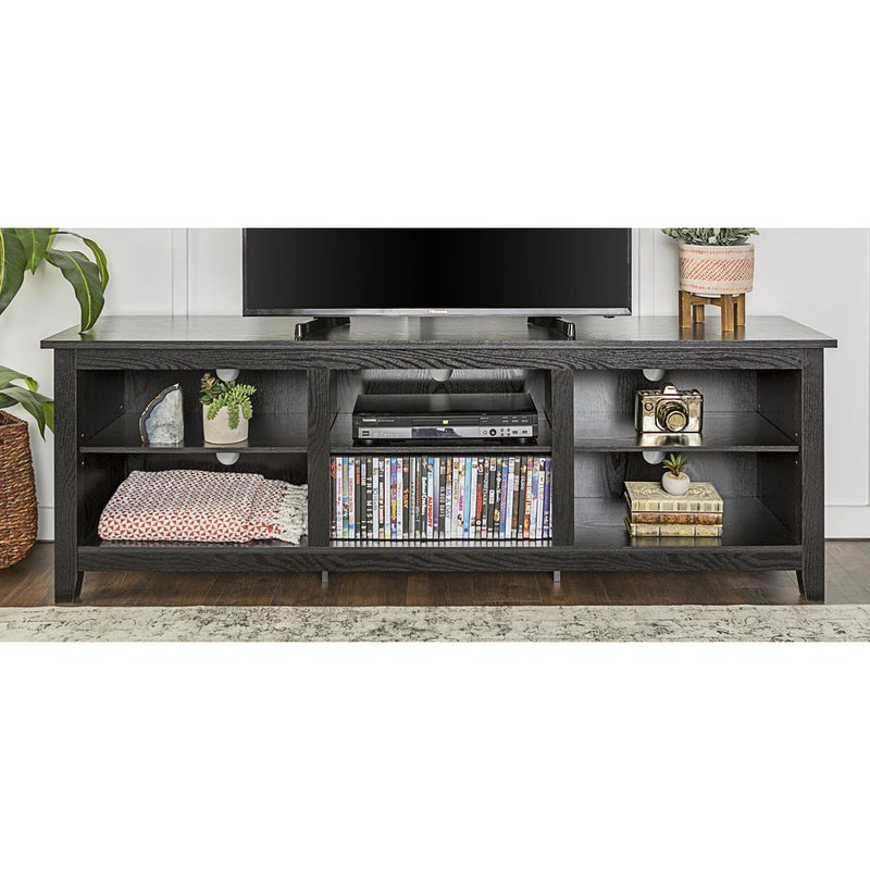 WE Furniture 70" Black Wood TV Stand Media Console