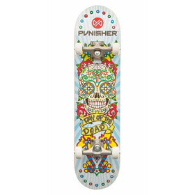 Punisher Skateboards Day of the Dead 31.5" Dual-Kick with Concave Complete Skateboard, White