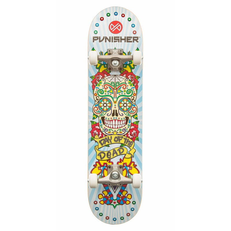 Punisher Skateboards Day of the Dead 31.5" Dual-Kick with Concave Complete Skateboard, White