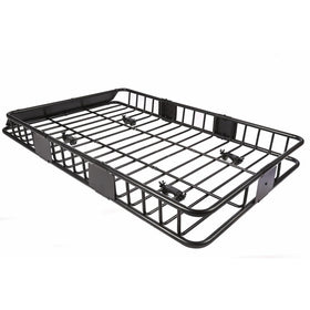 64" Universal Black Roof Rack Cargo with Extension Car Top Luggage Holder Carrier Basket Travel SUV