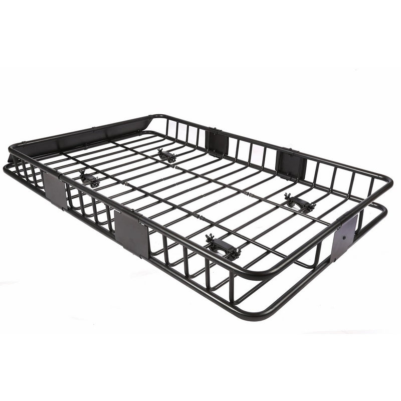 64" Universal Black Roof Rack Cargo with Extension Car Top Luggage Holder Carrier Basket Travel SUV