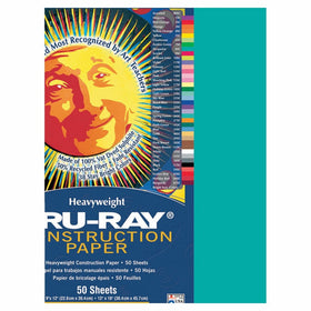Pacon Tru-Ray Construction Paper, 18-Inches by 24-Inches, 50-Count, Turquoise (103071)