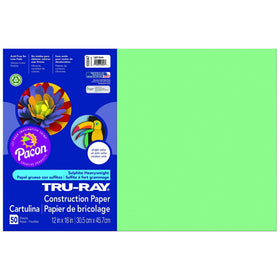 Pacon Tru-Ray Construction Paper, 12-Inches by 18-Inches, 50-Count, Light Green (103047)