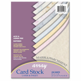 Pacon Card Stock Assortment, 8 1/2 inches by 11 inches, Mable & Parchment Assortment, 250 Sheets (101196)