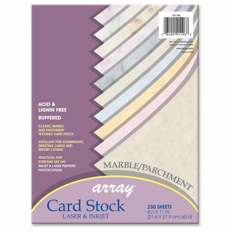 Pacon Card Stock Assortment, 8 1/2 inches by 11 inches, Mable & Parchment Assortment, 250 Sheets (101196)
