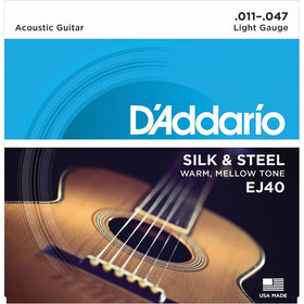 D'Addario EJ40 Silk & Steel Folk Guitar Strings, 11-47