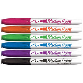 Board Dudes SRX Medium Point Dry Erase Markers, Assorted Colors, 6 Count
