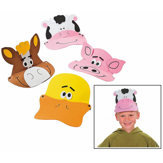 Farm Animal Foam Visors (12 Pack) 21" Circ.